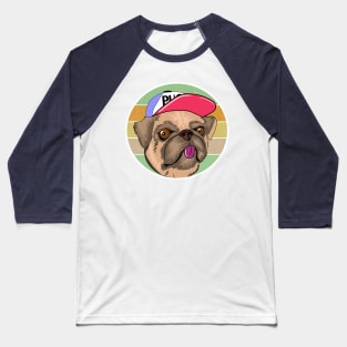 Cute puppy pug with hat Baseball T-Shirt